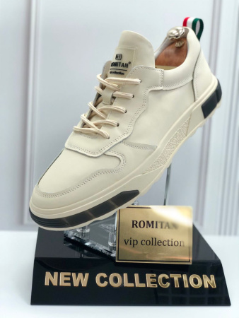 Кроссовки  Romitan  бежевый  кожа F-300331 фото в интернет-магазине | Omadey.ru