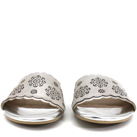 Шлепанцы  Caprice  серебряный  кожа F-7482 фото в интернет-магазине | Omadey.ru