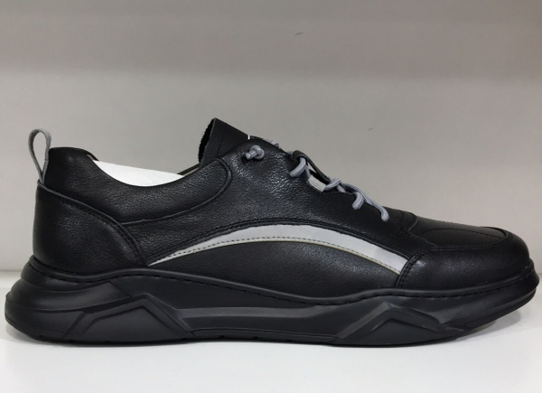 Фото Кроссовки  Romitan  черный  кожа Z-90458 мужские