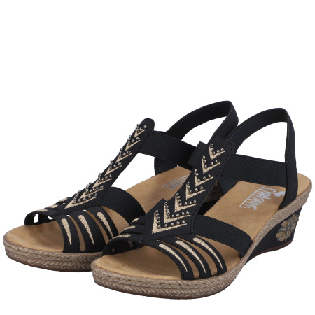 Босоножки  Rieker  синий  кожа искусств. F-400528 фото в интернет-магазине | Omadey.ru