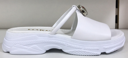 Шлепанцы  Rovigo  белый  кожа F-80907 фото в интернет-магазине | Omadey.ru