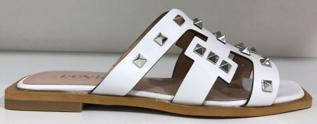 Шлепанцы  Rovigo  белый  кожа F-80908 фото в интернет-магазине | Omadey.ru