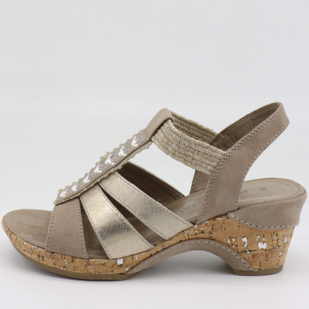 Босоножки  Marco Tozzi  золотой  текстиль F-7696 фото в интернет-магазине | Omadey.ru
