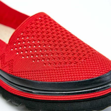 Слипоны  Rovigo  красный  текстиль F-90957 фото в интернет-магазине | Omadey.ru