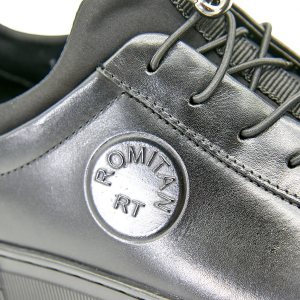 Фото Кроссовки  Romitan  черный  кожа Z-100635 мужские