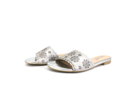Шлепанцы  Caprice  серебряный  кожа F-7482 фото в интернет-магазине | Omadey.ru