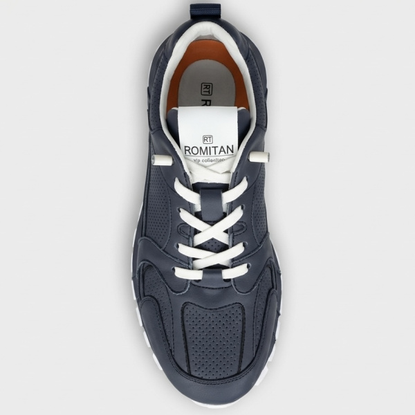 Фото Кроссовки  Romitan синий кожа F-401195 мужские