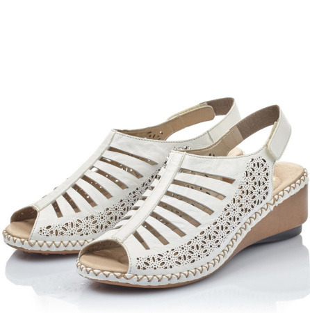 Босоножки  Rieker  белый  кожа/кожа искусств. F-80279 фото в интернет-магазине | Omadey.ru