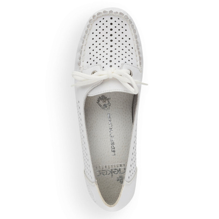 Мокасины  женские Rieker  белый  кожа/кожа искусств. F-100554 фото в интернет-магазине | Omadey.ru