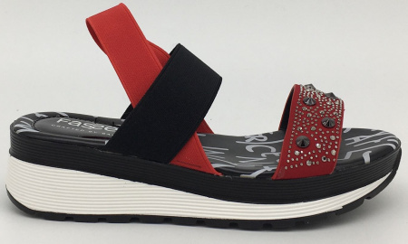 Босоножки  Fassen  красно-чёрный  кожа искусств. F-7933 фото в интернет-магазине | Omadey.ru