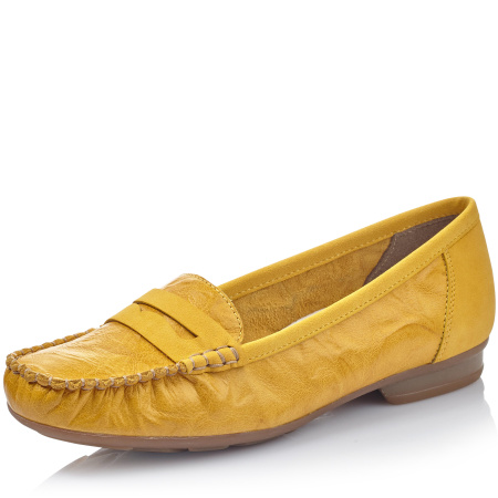 Мокасины  женские Rieker  желтый  кожа/кожа искусств. F-90122 фото в интернет-магазине | Omadey.ru