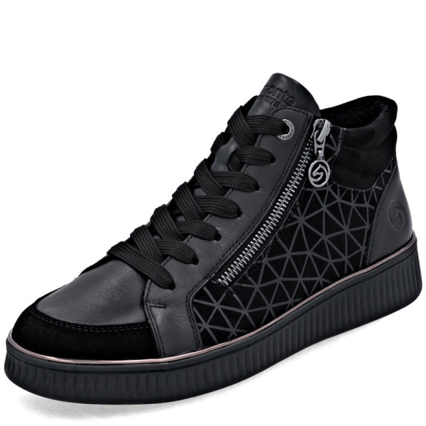 Фото Ботинки  Remonte  черный  кожа/текстиль Z-400836