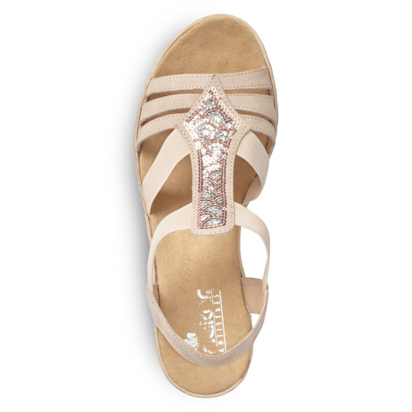 Фото Босоножки  Rieker  розовый  кожа искусств. F-400098