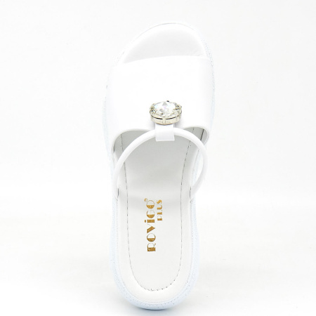 Шлепанцы  Rovigo  белый  кожа F-80907 фото в интернет-магазине | Omadey.ru