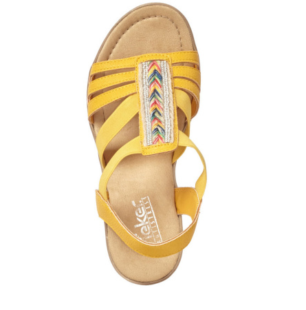 Босоножки  Rieker  желтый  кожа искусств. F-80752 фото в интернет-магазине | Omadey.ru