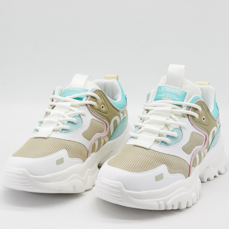 Кроссовки  женские Strobbs  бежевый  замша/кожа/кожа искусств. F-90547 фото в интернет-магазине | Omadey.ru