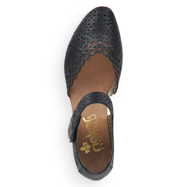 Фото Туфли летние  Rieker  черный  кожа F-400080