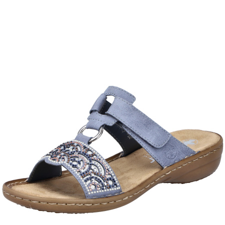 Шлепанцы  Rieker  голубой  кожа искусств. F-401144 фото в интернет-магазине | Omadey.ru