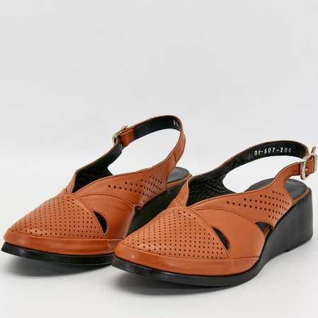 Босоножки  Dakkem  коричневый  кожа F-90218 фото в интернет-магазине | Omadey.ru