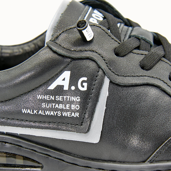 Фото Кроссовки  Romitan  черный  кожа Z-100647 мужские