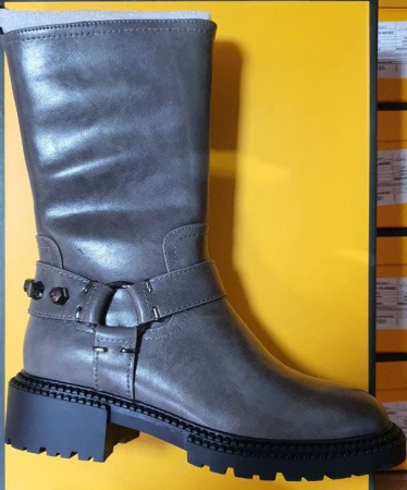 Полусапоги  Bonavi  серый  кожа Z-100293 фото в интернет-магазине | Omadey.ru