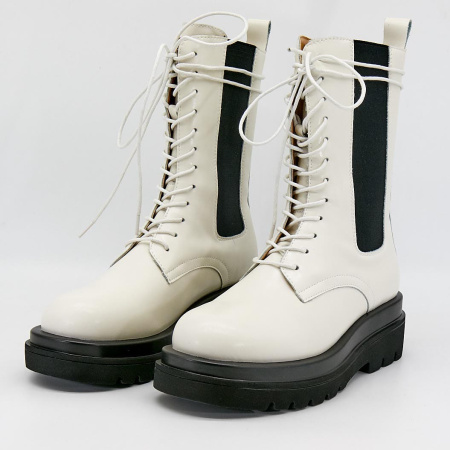 Ботинки  CV Martanni  белый  кожа Z-90641 фото в интернет-магазине | Omadey.ru