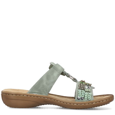 Шлепанцы  Rieker  зеленый  кожа искусств. F-401143 фото в интернет-магазине | Omadey.ru
