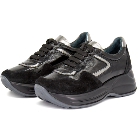 Кроссовки  женские Derem  черный  кожа Z-8333 фото в интернет-магазине | Omadey.ru