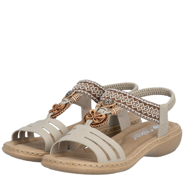 Фото Босоножки  Rieker  бежевый  кожа искусств./текстиль  F-401277