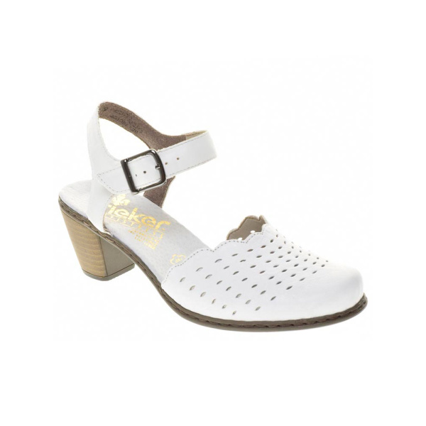 Фото Босоножки  Rieker  белый  кожа/кожа искусств. F-7667