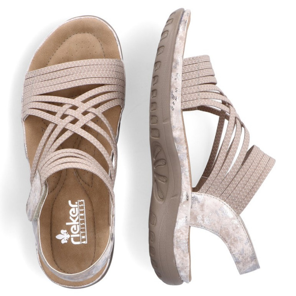 Фото Босоножки  Rieker  бежевый  кожа искусств./текстиль F-400593