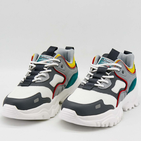 Кроссовки  Strobbs  черно-белый  замша/кожа/кожа искусств. F-90548 фото в интернет-магазине | Omadey.ru