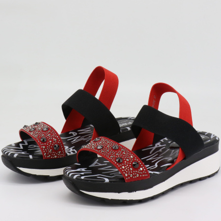 Босоножки  Fassen  красно-чёрный  кожа искусств. F-7933 фото в интернет-магазине | Omadey.ru