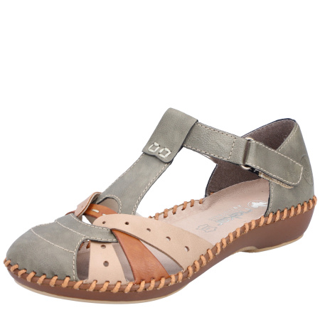 Босоножки Rieker бежевый кожа искусств. F-400179 фото в интернет-магазине | Omadey.ru