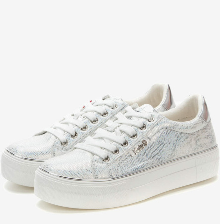 Кеды  Keddo  серебряный  кожа искусств. F-80730 фото в интернет-магазине | Omadey.ru