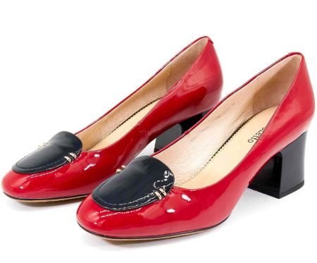 Туфли  Cavaletto  красно-чёрный  кожа лаковая F-80314 фото в интернет-магазине | Omadey.ru