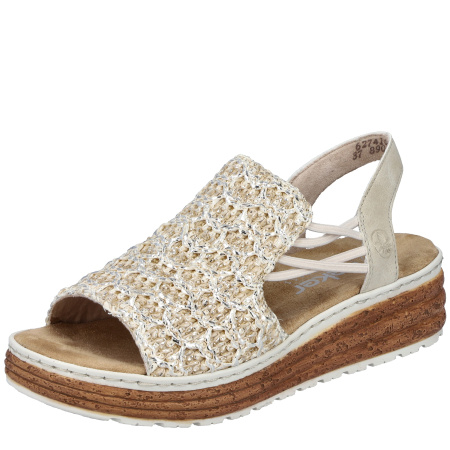 Босоножки  Rieker  бежевый  кожа искусств./текстиль F-401145 фото в интернет-магазине | Omadey.ru