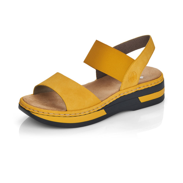 Фото Сандалии  Rieker  желтый  кожа искусств. F-90090 Фото Сандалии  Rieker  желтый  кожа искусств. F-90090