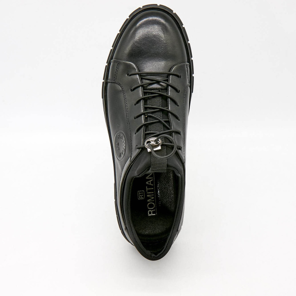 Фото Кроссовки  Romitan  черный  кожа Z-100635 мужские