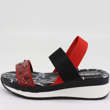 Босоножки  Fassen  красно-чёрный  кожа искусств. F-7933 фото в интернет-магазине | Omadey.ru