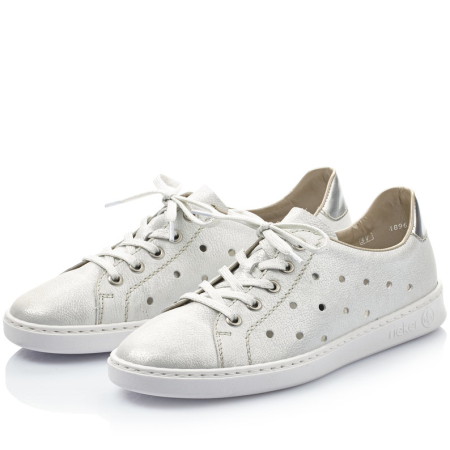 Кеды  Rieker  серебряный  кожа/кожа искусств. F-80712 фото в интернет-магазине | Omadey.ru