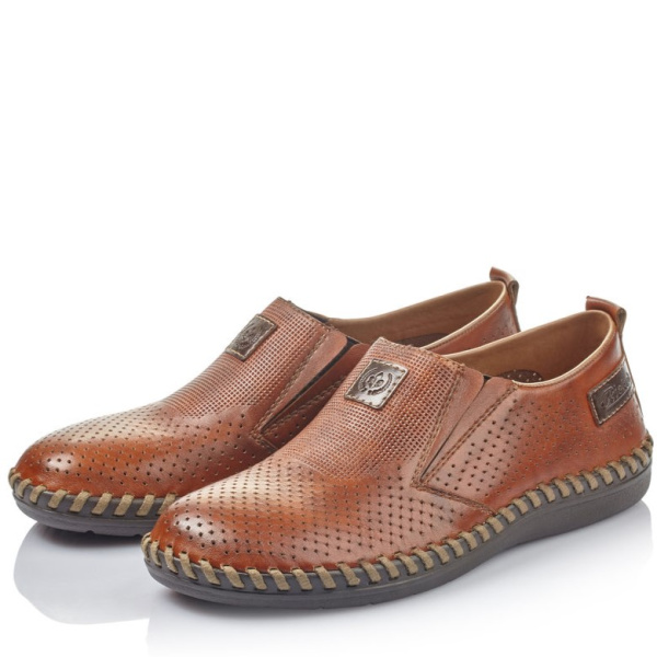 Фото Туфли летние  Rieker  коричневый  кожа/кожа искусств. F-300130