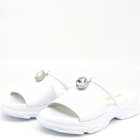 Шлепанцы  Rovigo  белый  кожа F-80907 фото в интернет-магазине | Omadey.ru