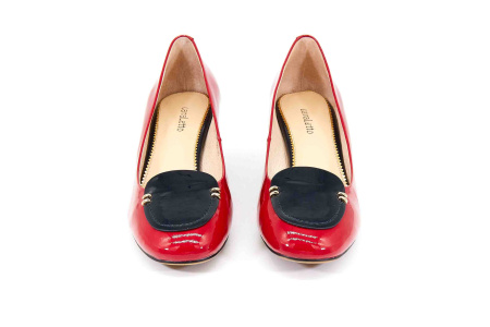 Туфли  Cavaletto  красно-чёрный  кожа лаковая F-80314 фото в интернет-магазине | Omadey.ru