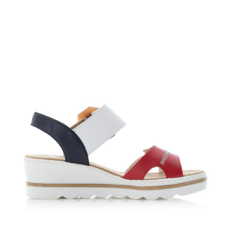 Босоножки  женские Rieker  бело-красный  кожа искусств. F-90225 фото в интернет-магазине | Omadey.ru